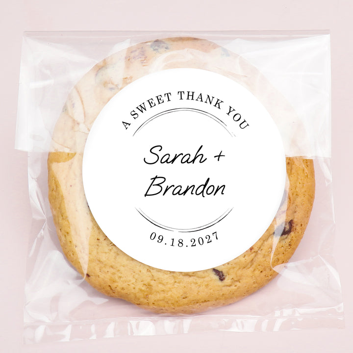 Custom Text Stickers & Clear Cookie Bags -  Wedding