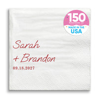 Custom Text - Cherry Red Simple Wedding Script Napkins