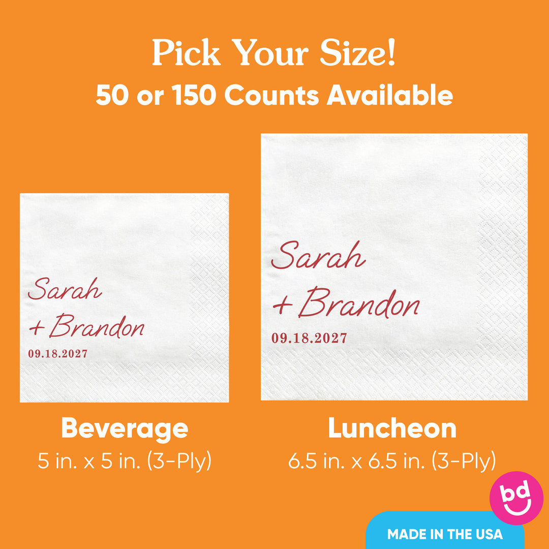 Custom Text - Cherry Red Simple Wedding Script Napkins