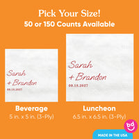 Custom Text - Cherry Red Simple Wedding Script Napkins