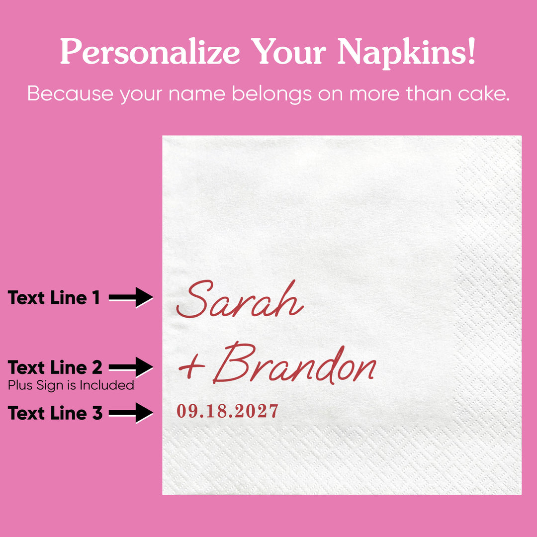 Custom Text - Cherry Red Simple Wedding Script Napkins