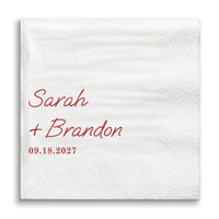 Custom Text - Cherry Red Simple Wedding Script Napkins
