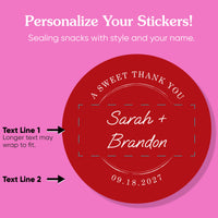 Personalized sticker design with text on a pink background
