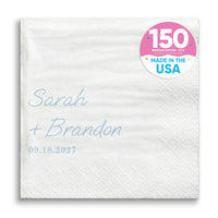 Custom Text - Dusty Blue Simple Wedding Script Napkins