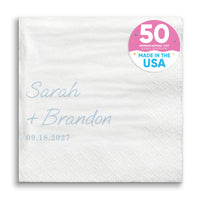 Custom Text - Dusty Blue Simple Wedding Script Napkins