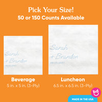 Custom Text - Dusty Blue Simple Wedding Script Napkins
