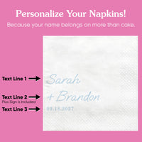 Custom Text - Dusty Blue Simple Wedding Script Napkins