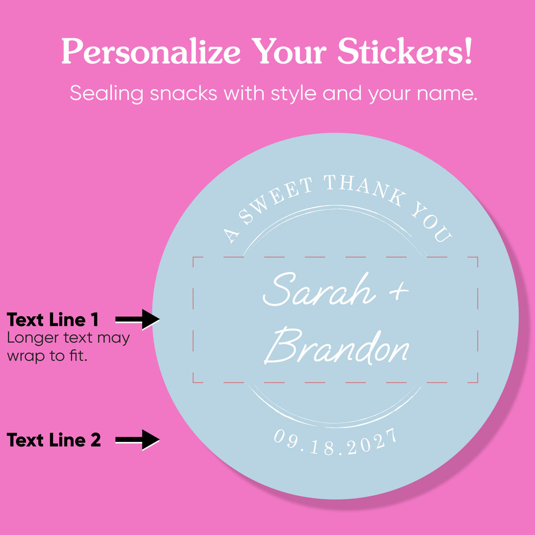 Custom Text Stickers & Clear Cookie Bags -  Dusty Blue Thank You