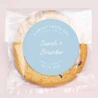 Custom Text Stickers & Clear Cookie Bags -  Dusty Blue Thank You