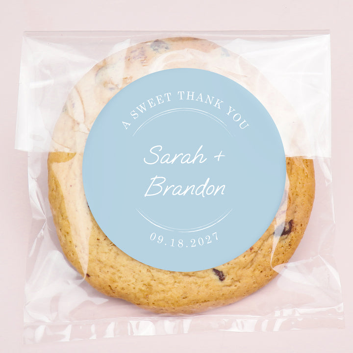 Custom Text Stickers & Clear Cookie Bags -  Dusty Blue Thank You