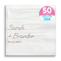 Custom Text - Mocha Brown Simple Wedding Script Napkins