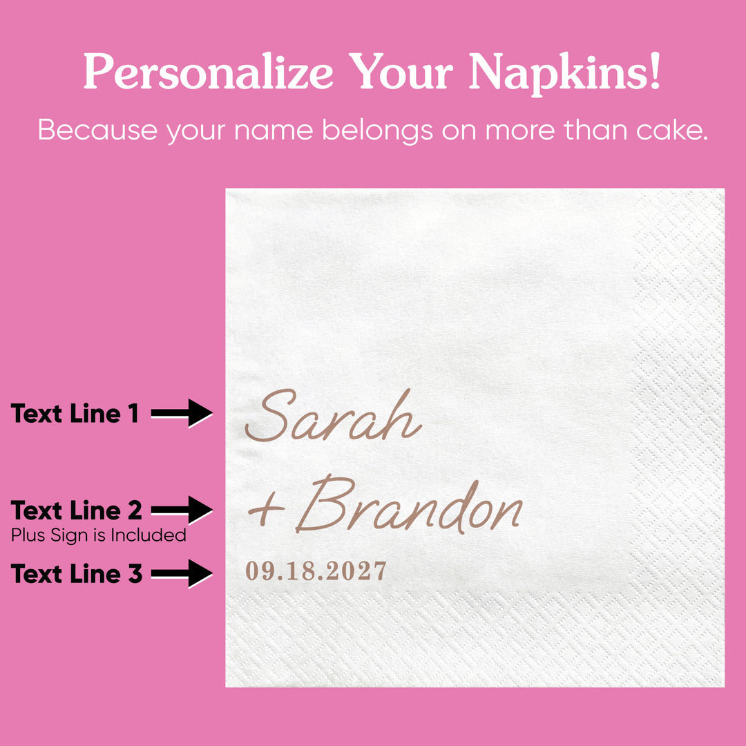 Custom Text - Mocha Brown Simple Wedding Script Napkins