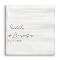 Custom Text - Mocha Brown Simple Wedding Script Napkins