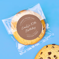 Custom Text Stickers & Clear Cookie Bags - Mocha Brown Thank You