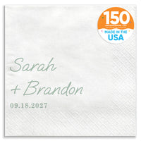 Custom Text - Sage Green Simple Wedding Script Napkins