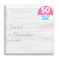 Custom Text - Sage Green Simple Wedding Script Napkins
