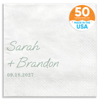 Custom Text - Sage Green Simple Wedding Script Napkins