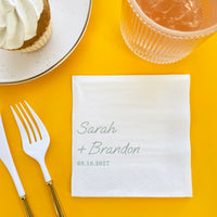 Custom Text - Sage Green Simple Wedding Script Napkins