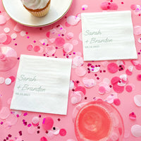 Custom Text - Sage Green Simple Wedding Script Napkins