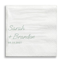 Custom Text - Sage Green Simple Wedding Script Napkins