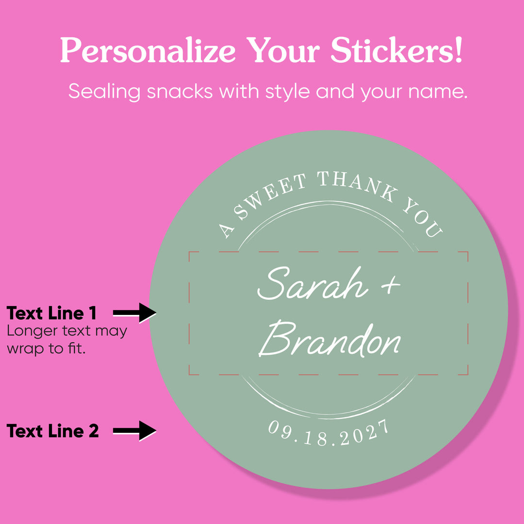 Custom Text Stickers & Clear Cookie Bags -  Sage Green Thank You
