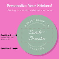 Custom Text Stickers & Clear Cookie Bags -  Sage Green Thank You