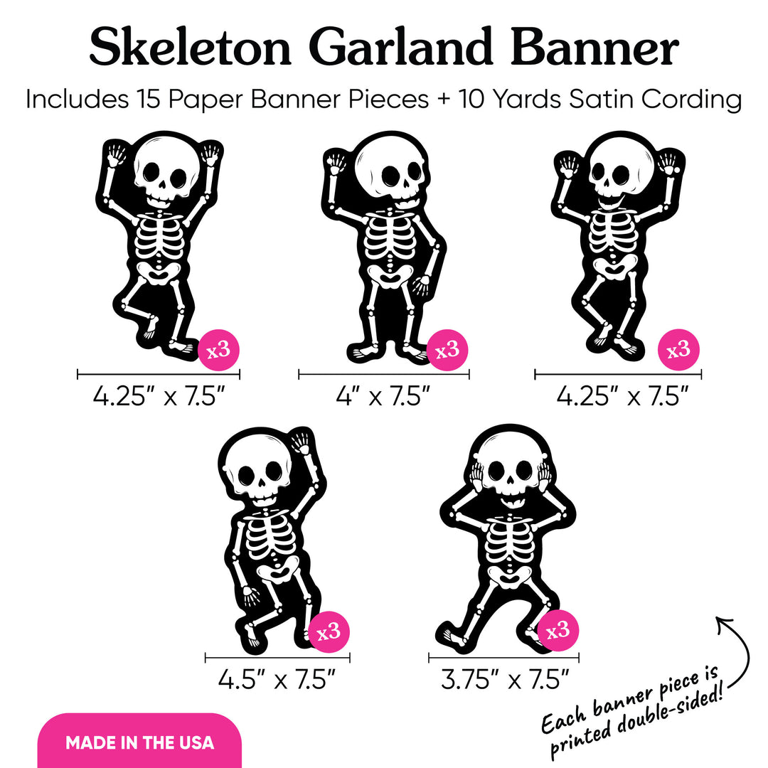Skeletons Garland Banner - 15 Pc