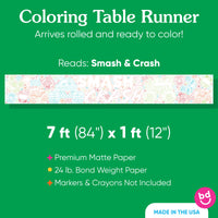 Rolled 7 ft monster truck coloring table runner