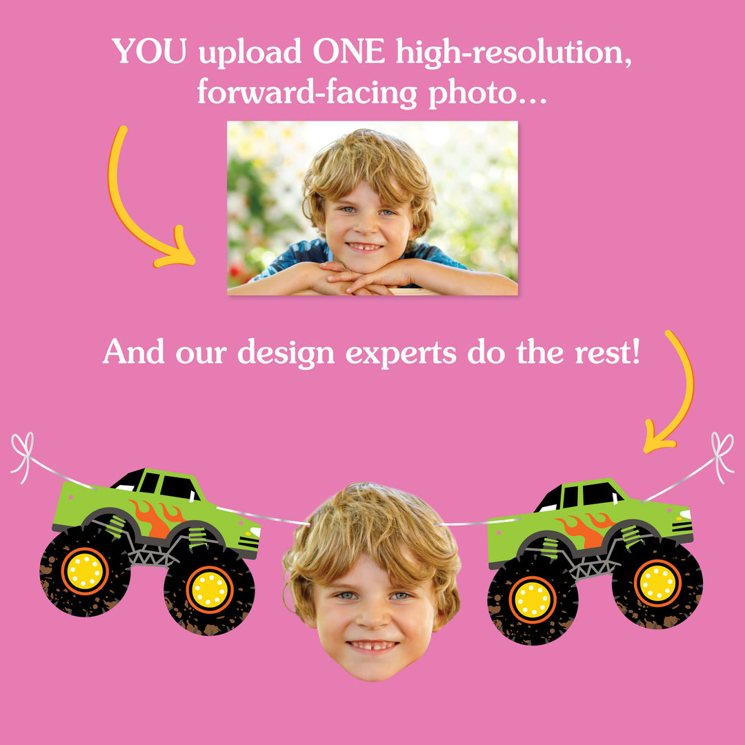 Custom Face Garland Banner - Monster Truck