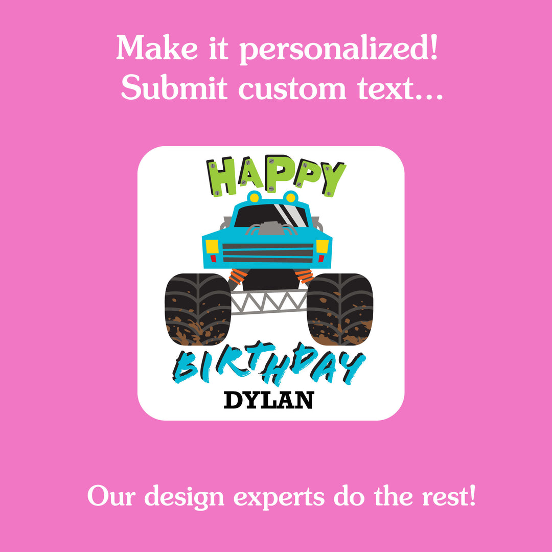 Custom Text Monster Truck Temporary Tattoos - 12 Ct