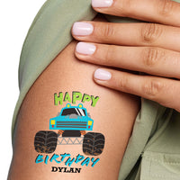 Custom Text Monster Truck Temporary Tattoos - 12 Ct