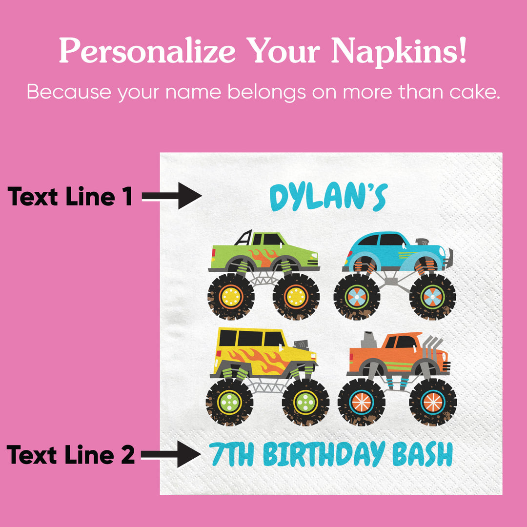 Custom Text Napkins -  Monster Truck