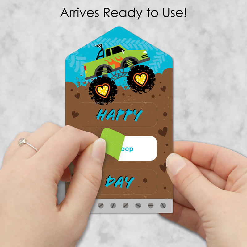 Smash and Crash - Monster Truck - Cards for Kids - Happy Valentine’s Day Pull Tabs - Set of 12