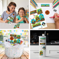 Smash and Crash - Monster Truck - Boy Birthday Party Favor Sticker Set - 12 Sheets - 120 Stickers