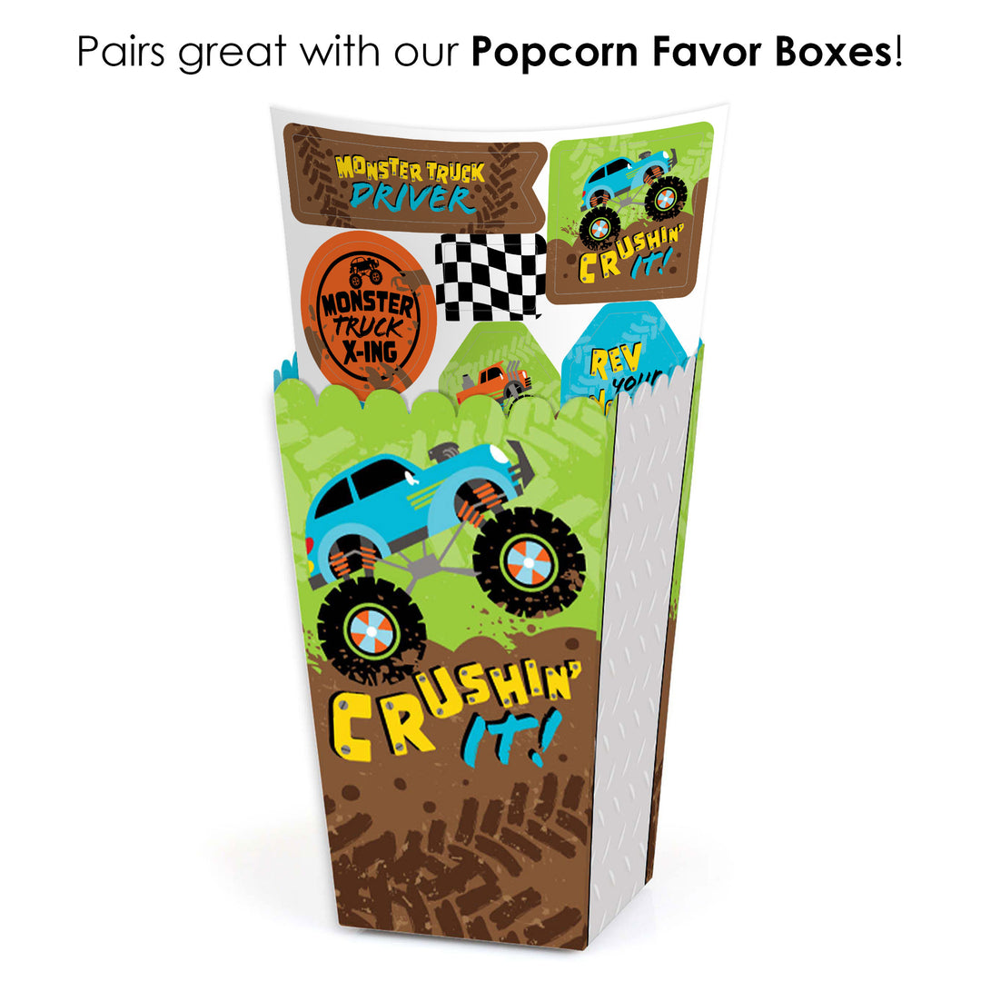 Smash and Crash - Monster Truck - Boy Birthday Party Favor Sticker Set - 12 Sheets - 120 Stickers