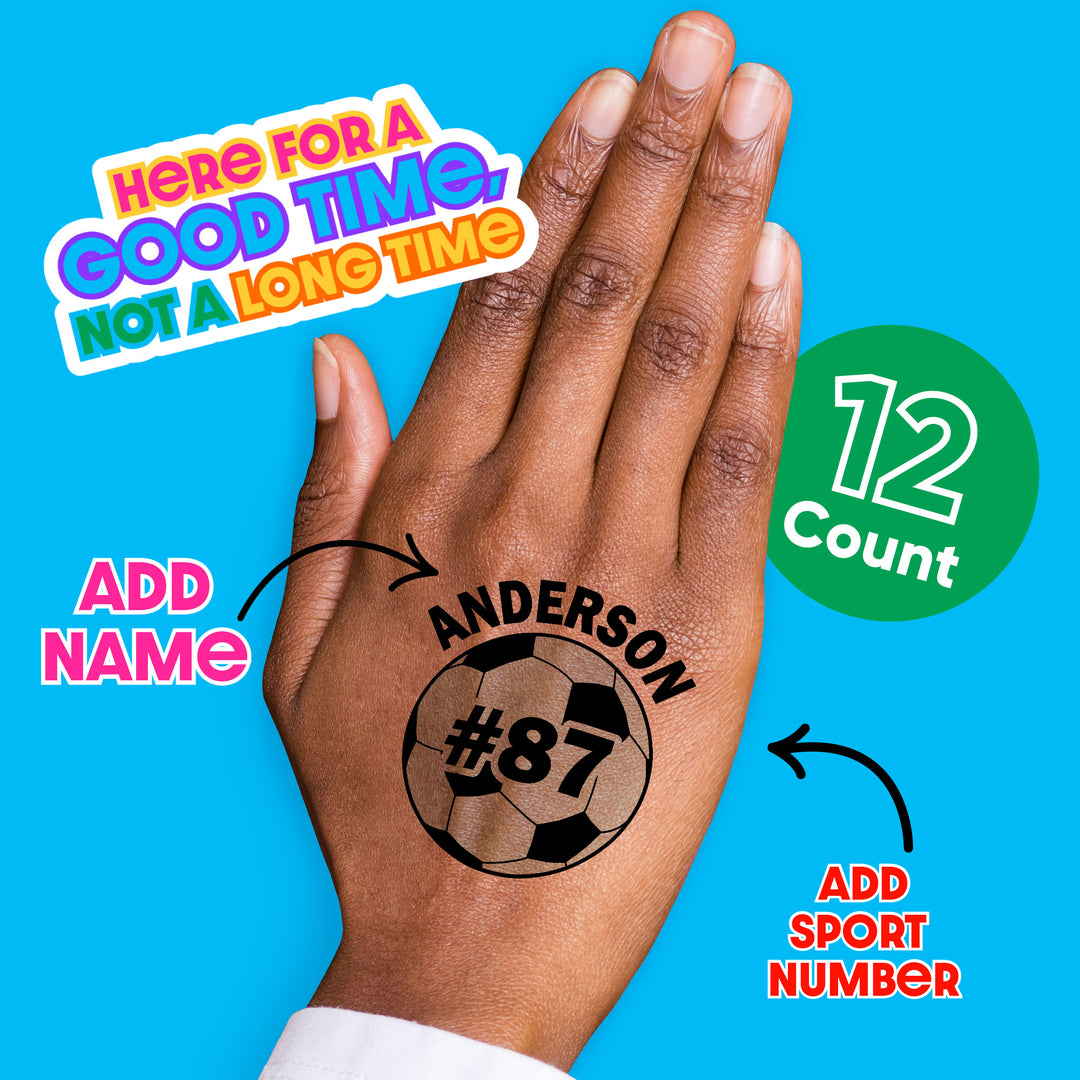 Custom Text Soccer Temporary Tattoos - 12 Ct