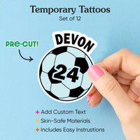 Custom Text Soccer Temporary Tattoos - 12 Ct