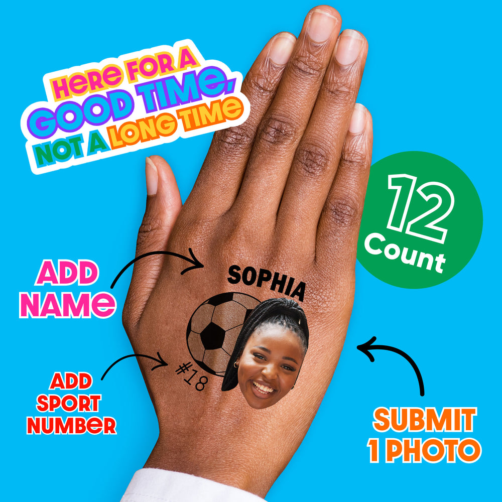 Custom Photo Soccer Temporary Tattoos - 12 Ct