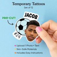 Custom Photo Soccer Temporary Tattoos - 12 Ct