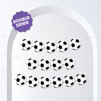 Soccer ball garland with double-sided label on a white background