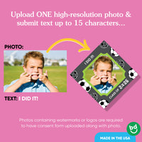 Custom photo area on soccer graduation cap topper