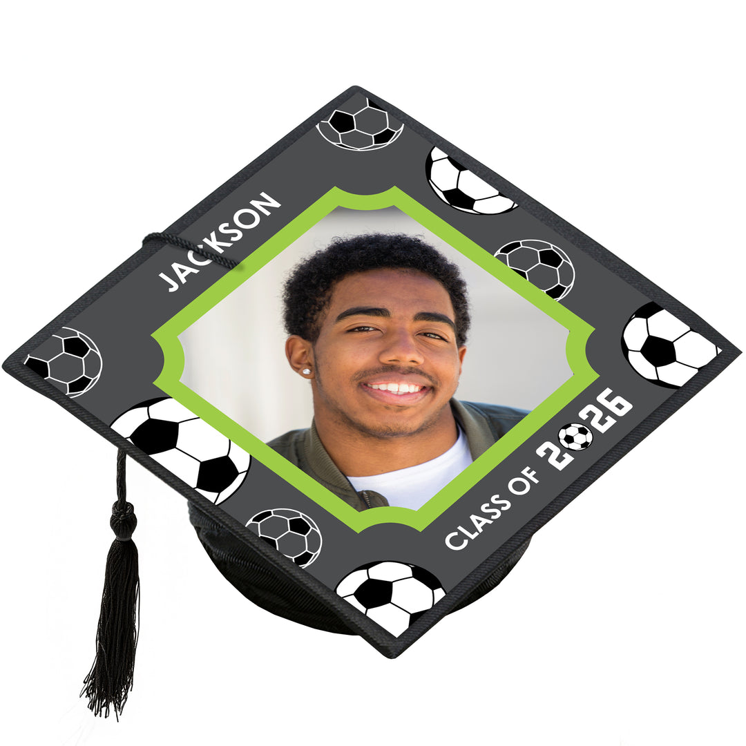 Soccer personalized graduation cap cover Class of 2026