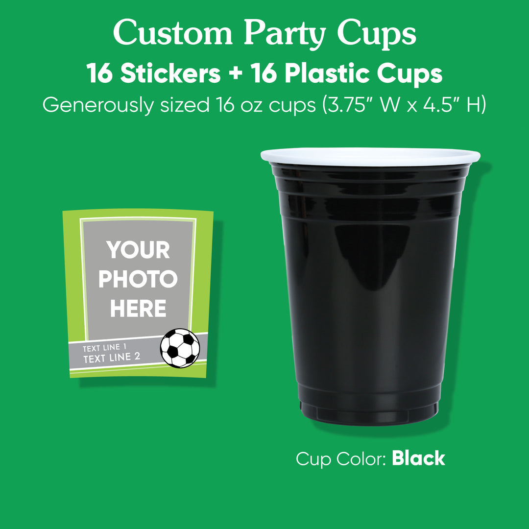 Custom Photo Party Cups - Soccer - 16 Ct