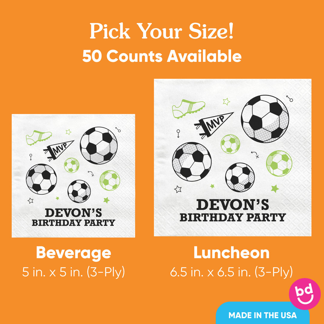 Custom Text Napkins - Soccer