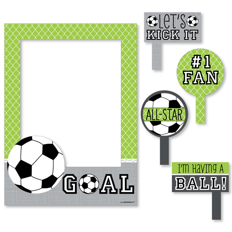 Goaaal - Soccer - Birthday Party or Baby Shower Selfie Photo Booth Picture Frame and Props - Printed on Sturdy Material