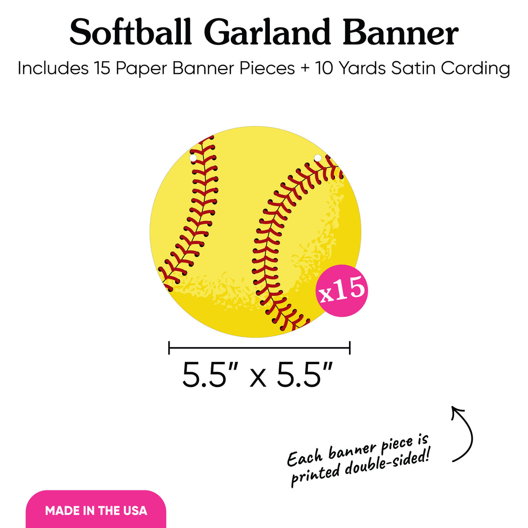 Softball Garland Banner - 15 Pc