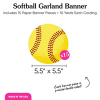 Softball Garland Banner - 15 Pc