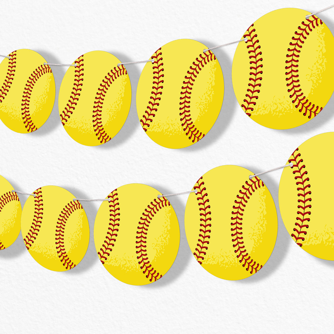 Softball Garland Banner - 15 Pc