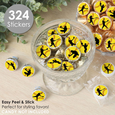 Grand Slam - Fastpitch Softball - Birthday Party or Baby Shower Small Round Candy Stickers - Party Favor Labels - 324 Count