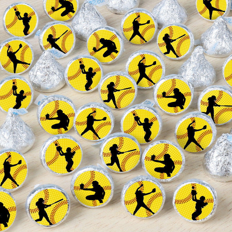 Grand Slam - Fastpitch Softball - Birthday Party or Baby Shower Small Round Candy Stickers - Party Favor Labels - 324 Count